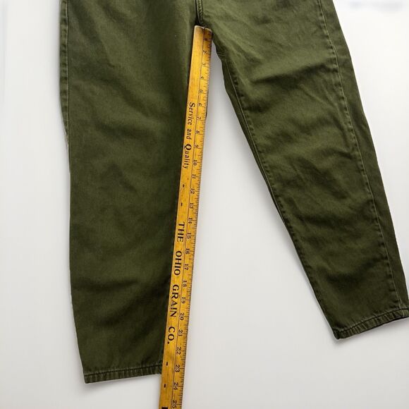 Zara Army Green (Dark Khaki) High Waisted Baggy Paperbag Jeans Women Size 4 - Picture 4 of 10
